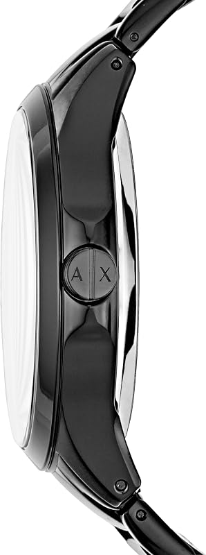Orologio da uomo, movimento a tre lancette, cassa in acciaio inossidabile nero da 46 mm con bracciale in acciaio inossidabile, AX2189