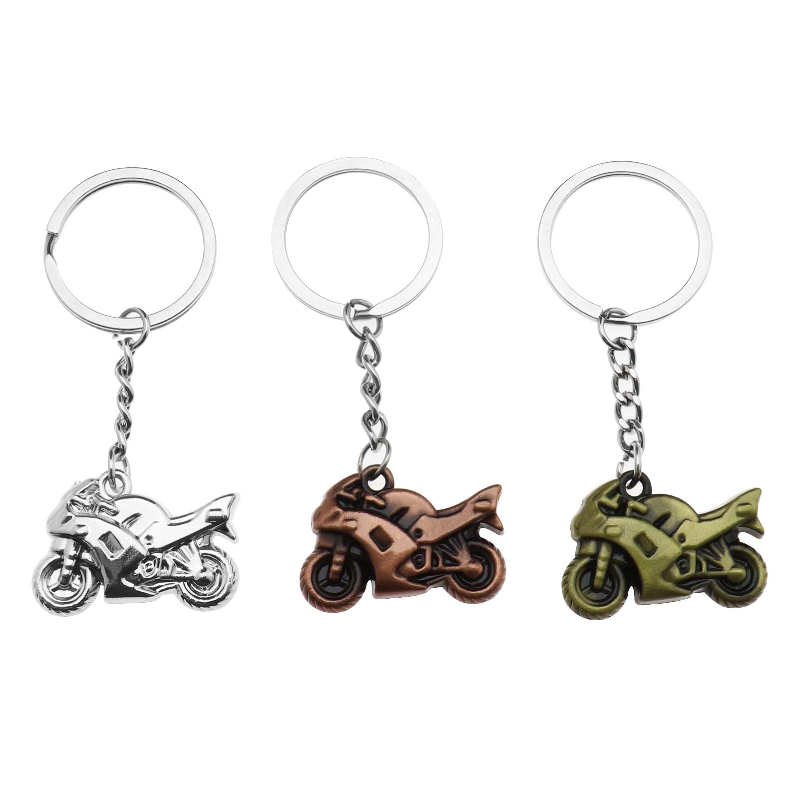 YINETTECH 3Pcs Motorbike Keychains Metal Motorbikes Key Rings Cool Keyrings Zinc Alloy Decorative Keychains Key Accessories for Men Women Multicoloured