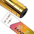 HTVRONT Gold Chrome Vinyl - 12" x 15FT Gold Permanent Adhesive Vinyl for Cricut Machine-Gold Mirror Metallic Easy to Cut & Weed