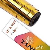 HTVRONT Gold Chrome Vinyl - 12" x 15FT Gold Permanent Adhesive Vinyl for All Cutting Machine-Gold Mirror Metallic Easy to Cut