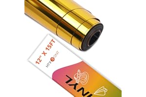 HTVRONT Gold Chrome Vinyl - 12" x 15FT Gold Permanent Adhesive Vinyl for All Cutting Machine-Gold Mirror Metallic Easy to Cut & Weed