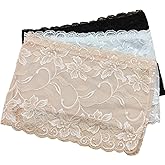 Camicover Women's Floral Lace Mock Camisole, 3-Pack, Black/Beige/White, Hip Length Coverage, Modesty Panel