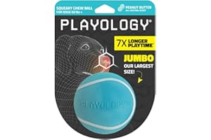 Playology Dog Toys | Squeaky Chew Ball - Bouncy Durable Floating Fetch Ball for Dogs | Jumbo Peanut Butter Scented Toy - Easy to Clean and Made from Non Toxic Materials