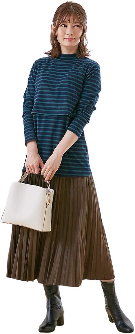 Amazon Co Jp Nissen ニッセン スカート カジュアル マタニティウェア 授乳服 産前 産後 犬印本舗 スエード風 らくちん マタニティプリーツスカート 服 ファッション小物