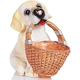 H&W Dog Candy Dish,Cute Key Bowl for Entryway Table,Dog Basket Statue,Resin Animal Sculptures Home Desk Decorations,Unique Funny Key Holder Bowl,Sundries Container Storage Basket