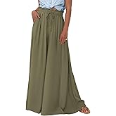 PRETTYGARDEN Women's 2026 Summer Wide Leg Palazzo Pants High Waisted Flowy Pockets Spring Casual Lounge Boho Beach Trousers