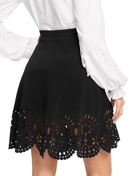  SheIn Women's Basic Solid Flared Mini Skater Skirt