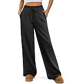 ATHMILE Women's Wide Leg Sweatpants Double Waisted Baggy Sweat Pants with Pockets Fashion Casual Gym Fall Winter Clothes