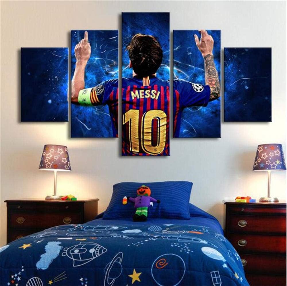 LCCWLH Prints on Canvas 5 Pieces Messi Posters Famous Soccer Stars Wall