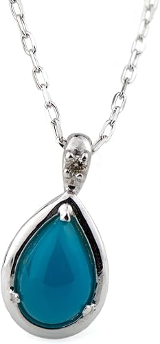 ターコイズ トルコ石 ダイヤモンド ネックレス K10wg 10金 ホワイトゴールド 12月の誕生石 雫 ドロップ モチーフ レディース