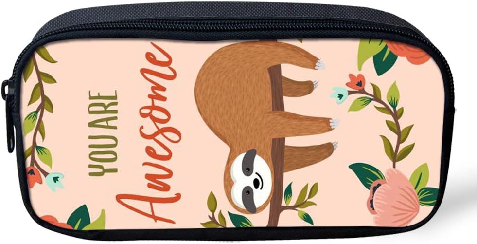 UNICEU Cute Sloth Pattern Pen Pencil Case Student Supplies Stationery Pounch Cosmetic Bag