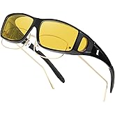PUBOWT Fit Over Glasses Blue Light Blocking and Night Vision Driving Glasses for Men Women Wrap Around Goggles Eyewear PT2006