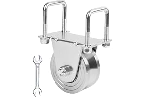 MINDOUB 1 Pack 4" V-Groove Wheels with Double Sealed Bearings Heavy-Duty Solid Steel Bolted External Mount Bracket, for Inverted V-Shape Rolling Track Gates, up to 3500 lbs Capacity No Welding