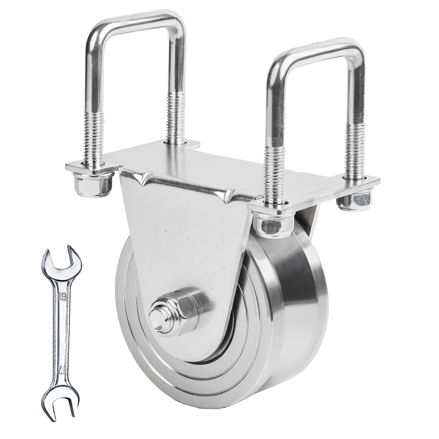 Photo 1 of 1 Pack 4" V-Groove Wheels with Double Sealed Bearings Heavy-Duty Solid Steel Bolted External Mount Bracket, for Inverted V-Shape Rolling Track Gates, up to 3500 lbs Capacity No Welding