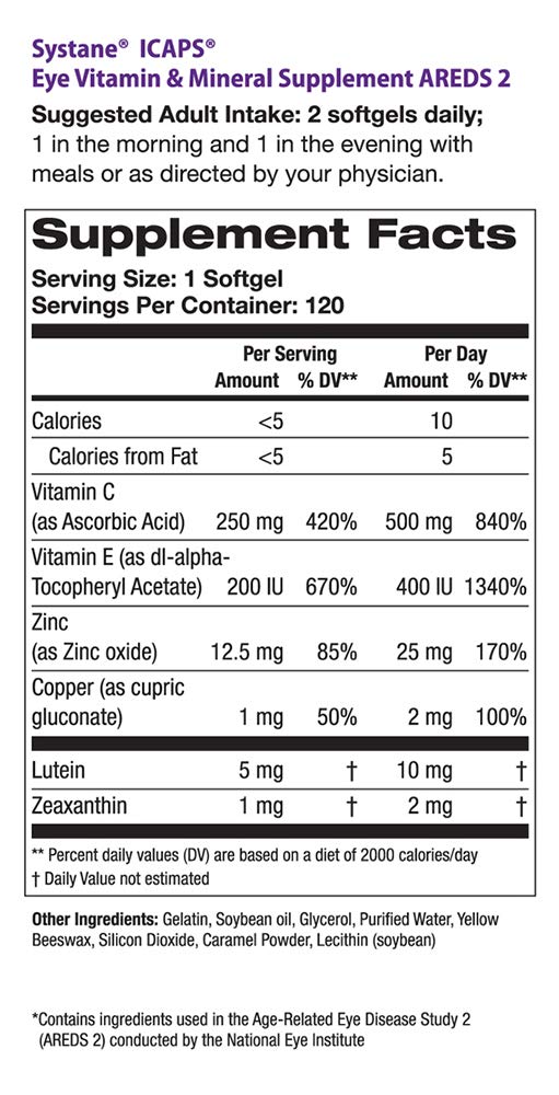 Systane ICaps Eye Vitamin & Mineral Supplement, AREDS 2 Formula, 120 Softgels (Packaging may vary)