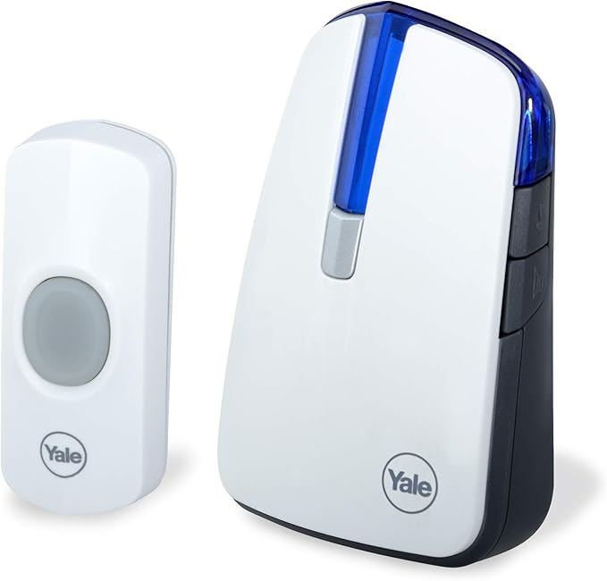 Yale Wirefree Doorbell & Chime, White, 32 Customizable Sounds, 100 m Range, Silent LED