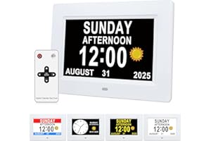 Dementia Clock for Seniors 7" Large Display Digital Calendar Day Clock,15 Custom Reminders, Alarm Clock with Day and Date,Aut
