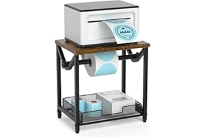 ikkle Label Holder for Rolls and Fanfold Labels, Wooden Thermal Label Holder for Desktop Label Printer, Shipping Label Holder for Thermal Printer Accessory, Ideal for Home, Office, Small Businesses