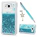 Grand Prime Case, Samsung Galaxy Grand Prime Case - Flowing Liquid Floating Bling Quicksand Glitter Sparkle Stars Hard PC Cover Cute Slim Protective Cover Stylus Pen Dust Plug by Badalink - Blue