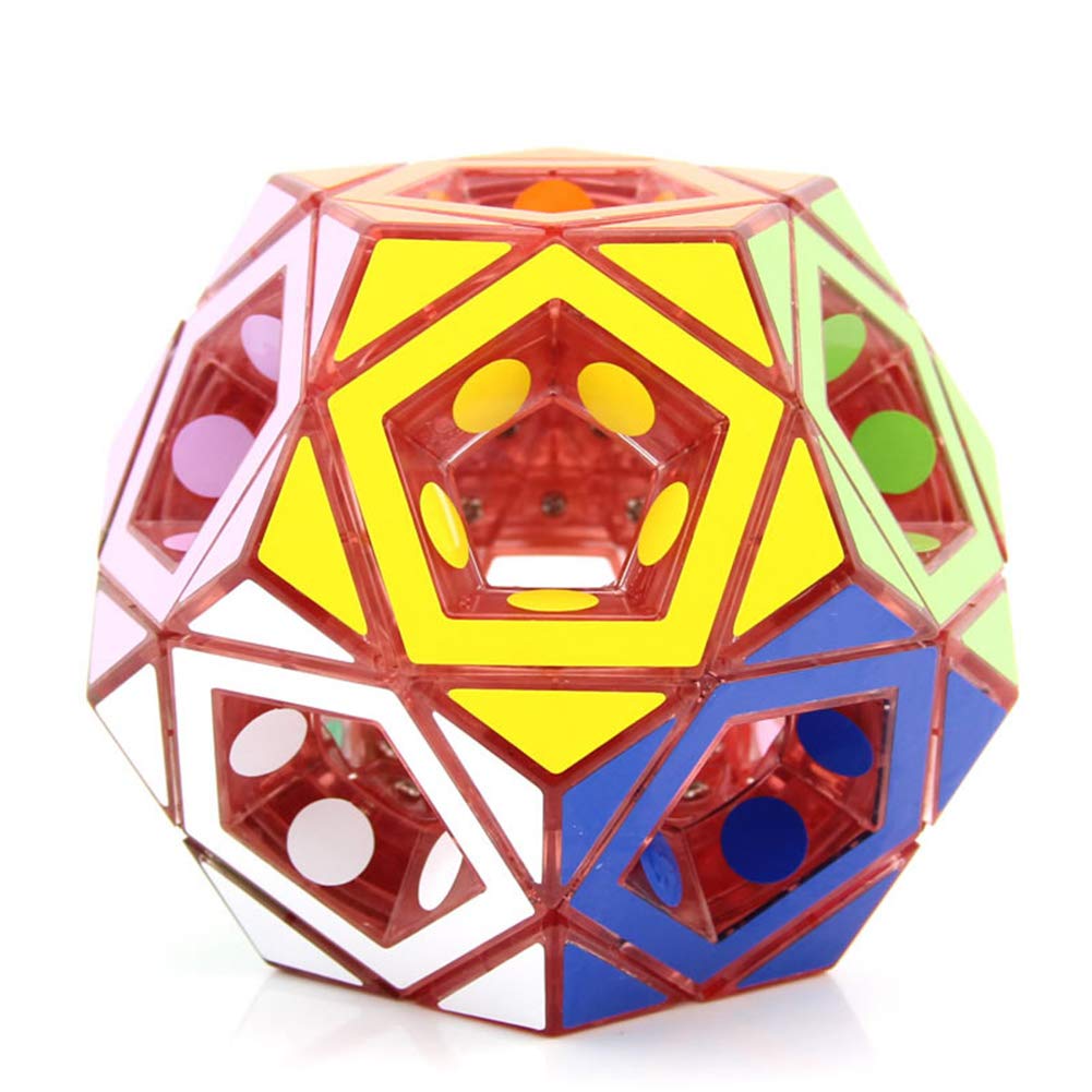 Hollow V2 Magic Cube Transparent Red Void Hole Dodecahedron Speed Puzzle Limited Edition for Collect