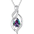 FANCIME Birthstone Necklace for Women Teardrop Necklace S925 Sterling Silver Infinity Love Birthday Gifts for Mom Women Girls, 16"+2" Inches