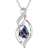 FANCIME Birthstone Necklace for Women Teardrop Necklace S925 Sterling Silver Infinity Love Birthday Gifts for Mom Women Girls, 16"+2" Inches