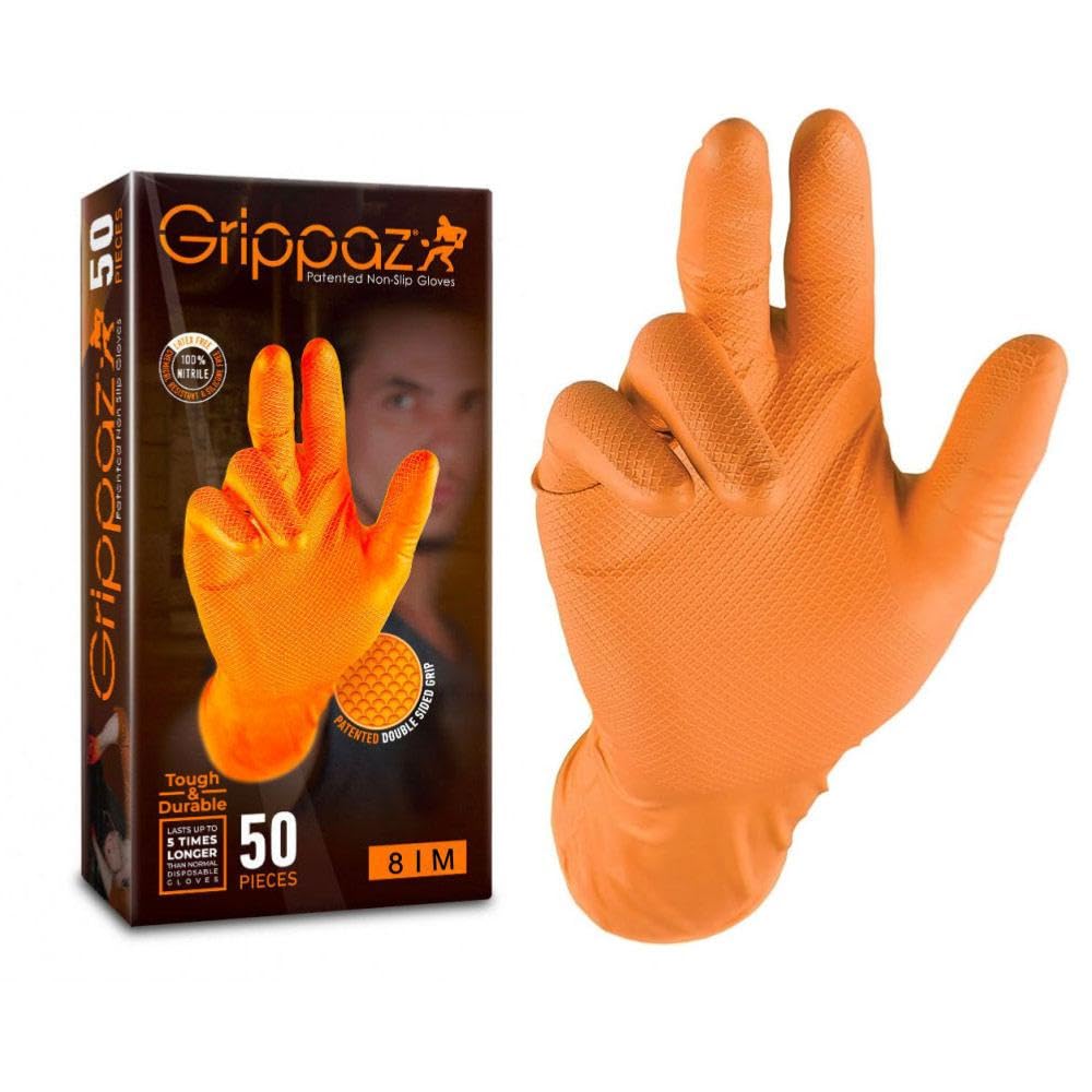 Connect 37300 Grippaz Medium Orange Nitrile Gloves Box 50pc/25 Pairs