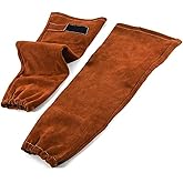 RAPID GAME CHANGER Premium Leather Welding Sleeve Protector,Heat & Flame Resistant Arm Protection Work Sleeves, Brown Suede, 19 x 9.5 Inches, with Inside Black Liner and Hook Attachment, XL SIZE