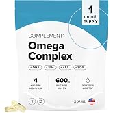 Vegan Omega 3, 600mg DHA+EPA (30 Servings, 60 Liquid Capsules) | 848mg Omega-3s: Algae DHA &amp; EPA + Ahiflower SDA &amp; ALA Supplement - Vegan Capsules for Immune Support