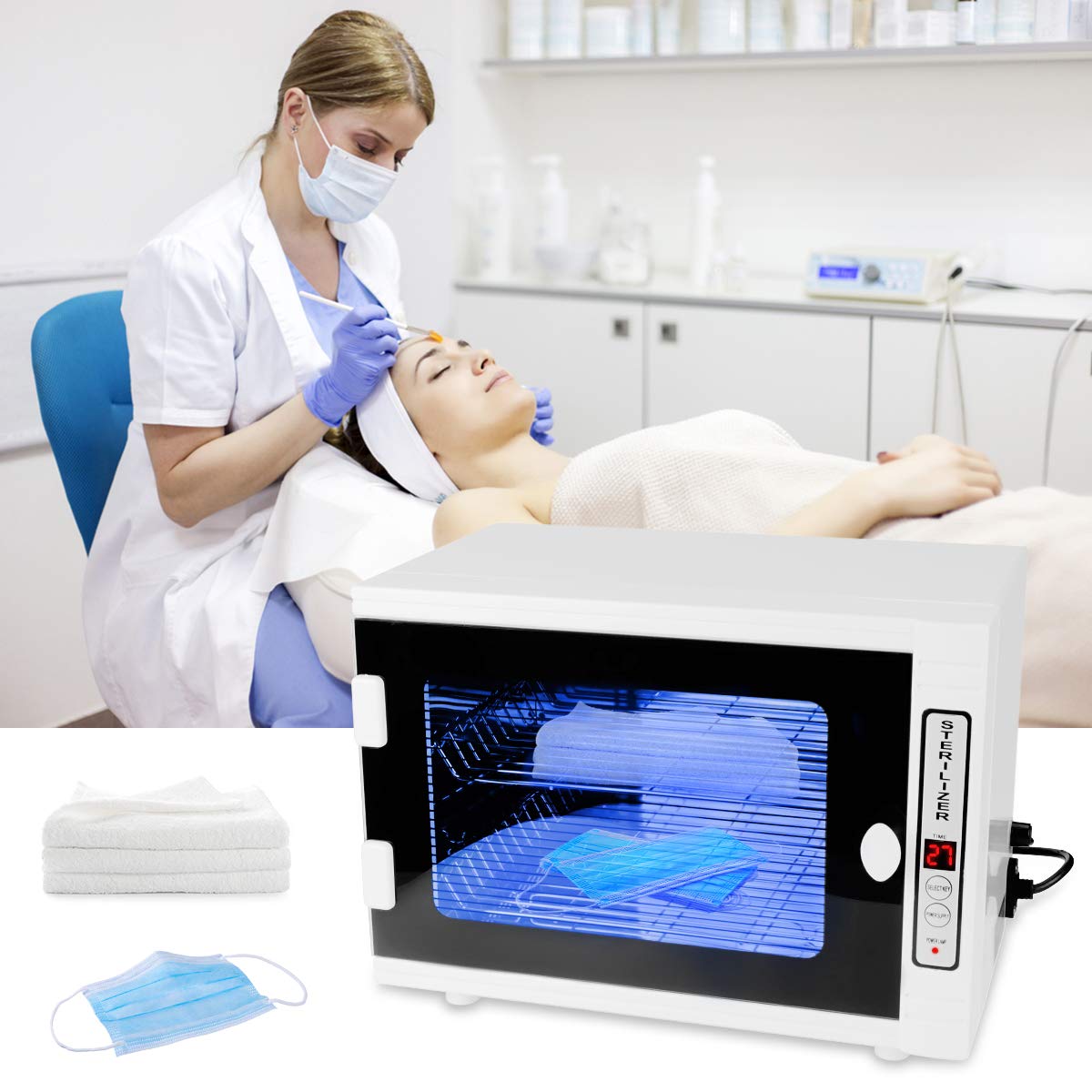 Gimify U.V Disin.fection Cabinet 12L with Timer LED Panel (Normal Temperature) for Barber Salon Nails Personal Care Tools, 5-60 min: Beauty
