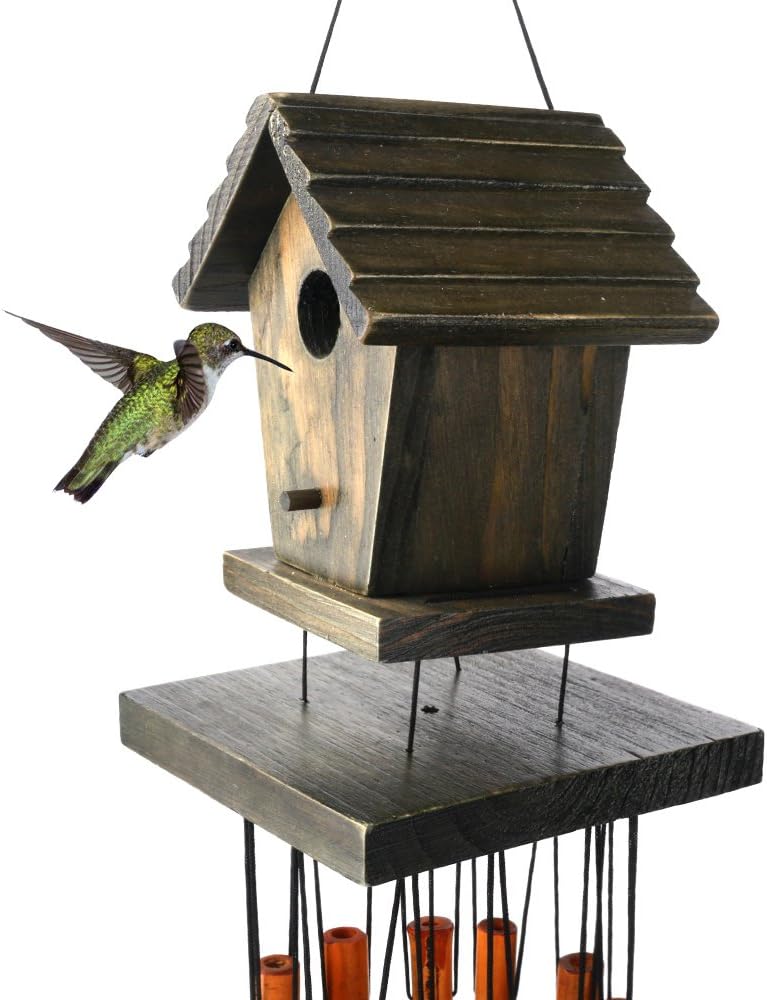 WOODMUSIC Wind Chime Outdoor, 36'' Bamboo Wooden Birdhouse Wind Chimes for Ourdoor & Indoor, Garden, Yark, Patio and Home Décor : Garden & Outdoor