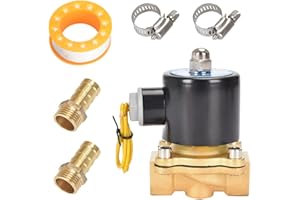 CGELE Brass Electric Solenoid Valve 12V 1/2"（inch） Pneumatic Air Valve Normally Colsed for Water Air Gas Fuel Oil