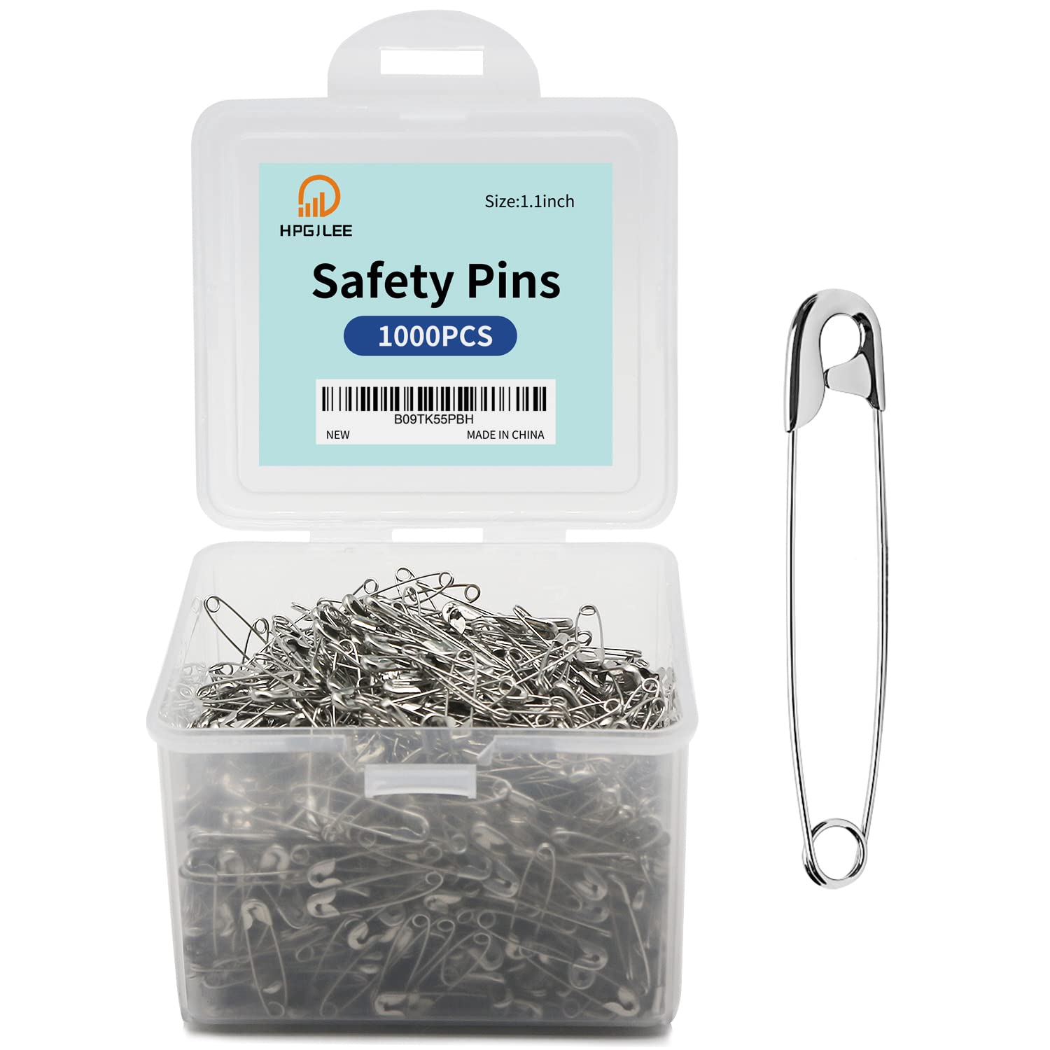 Photo 1 of 1000 Pcs Assorted Safety Pins, 1.1 Inch Rust-Resistant Steel Wire Silver Sewing Pins for Clothes & Crafts Use