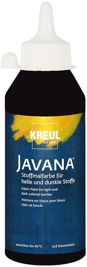 Kreul 91461 - Javana Stoffmalfarbe für helle und dunkle Stoffe, brillante Farbe mit pastosem Charakter, 250 ml Flasche, schwa