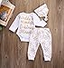 Baby Girls Christmas Snowflake Bodysuits with Leggings and Hat 3pcs Outfit Set (0-3M, White)