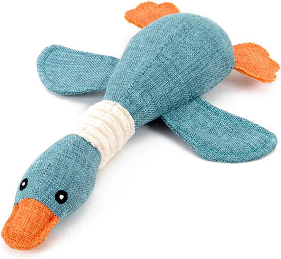 DELIFUR Dog Wild Goose Toy Squeaky Toys Chew Training Puzzle Pet Toy for Small and Medium Dogs (Blue)