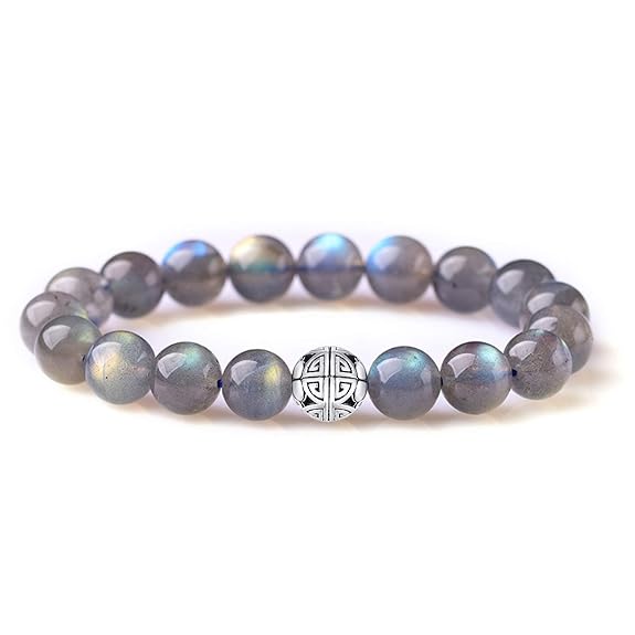 Natürliche 8 mm Edelsteine MetJakt Heilung Crystal Stretch Perlen Armband Armreif mit 925 Sterling Silber Double Happiness An