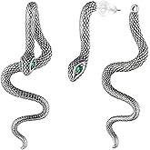 Silver Snake Earrings for Women Men Punk Goth Dangle Detachable Earrings