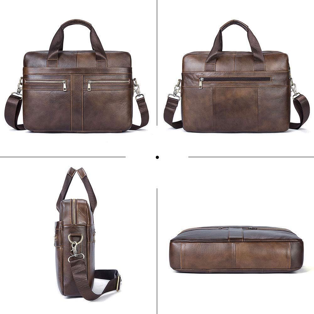 SODIAL Sac a Main en Cuir Veritable 14 Pouces Cartable ...