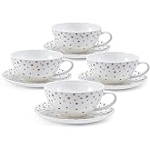 Mikasa Millie Gold Metallic Set of 4 Tea Cups and Saucers, 8 Ounce