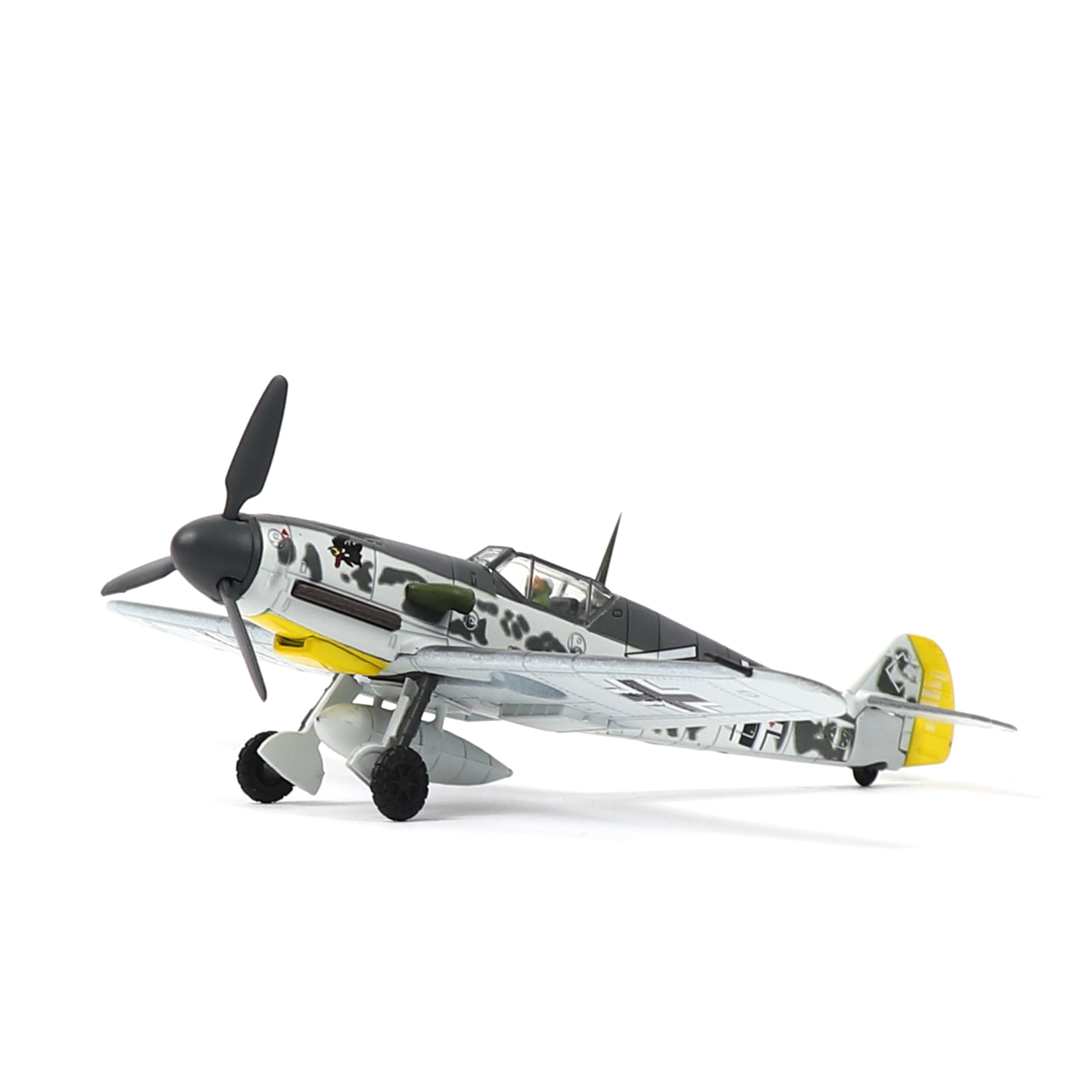 NUOTIE BF-109G Messerschmitt 1/72 Metal Airplane Model Kit with Stand WWII Diecast Alloy Fighter Model Vintage Combat Plane Prebuild Military Aircraft Collection(Desert Yellow)