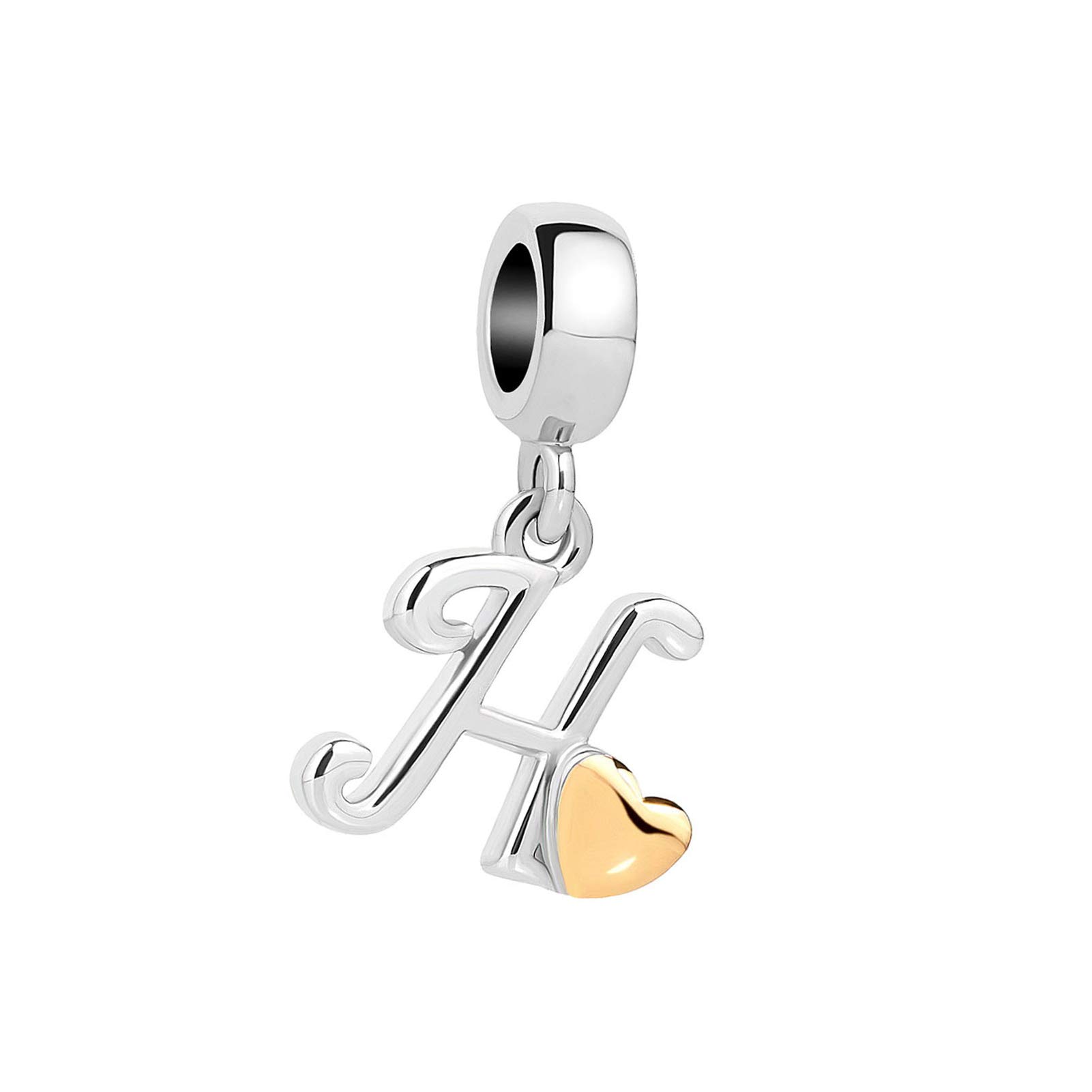 H Initial Letter Gold Heart Charm for Pandora Charms Bracelets Name Alphabet Birthday Jewellery Gift for Women Daughter Granddaughter Sister Friendship