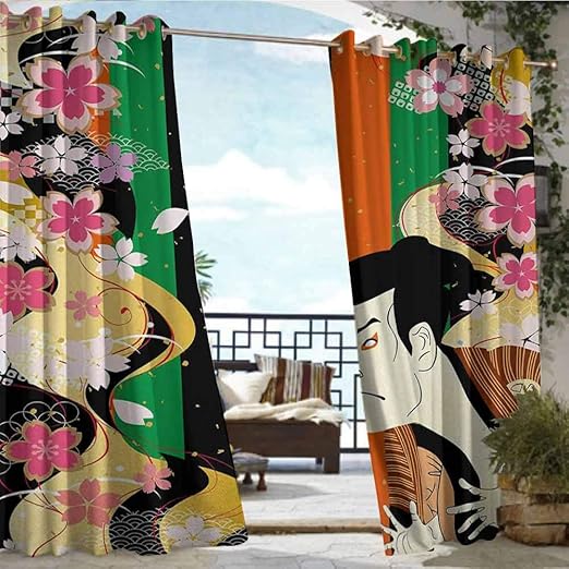 Outdoor Privacy Curtain for Pergola Kabuki Mask,Colorful