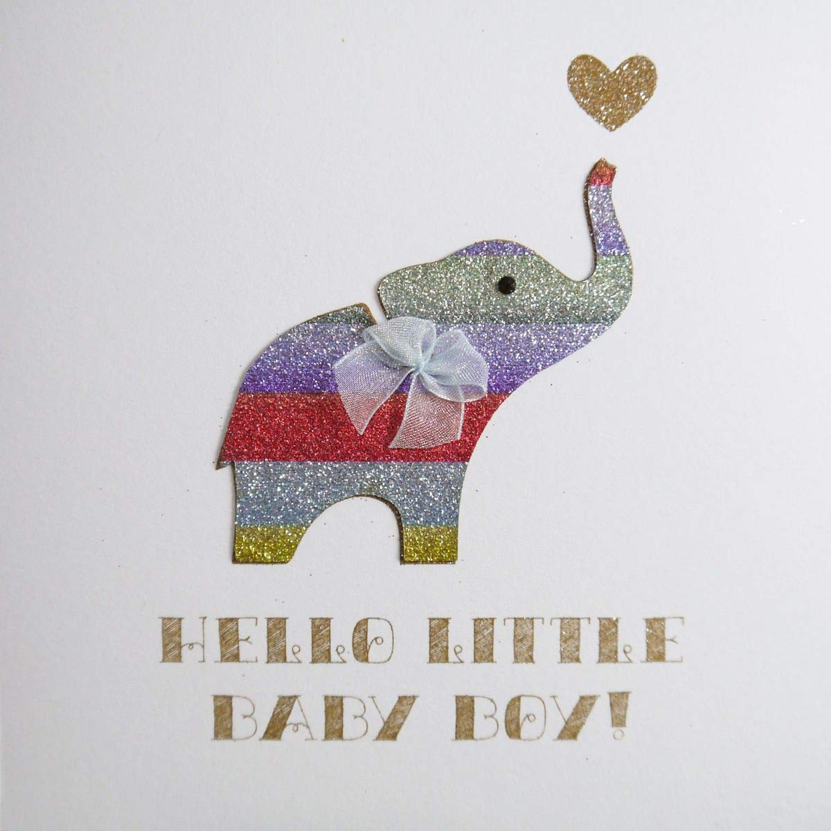 Hello Little Baby Boy! - Lovingly Handmade & Printed with Biodegradable Glitter Card - NE1