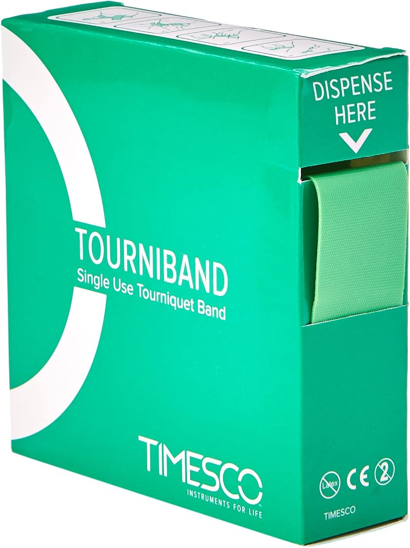 Timesco D80.100 Tourniquet 2.5 cm x 45 cm Pack of 25 Latex Free