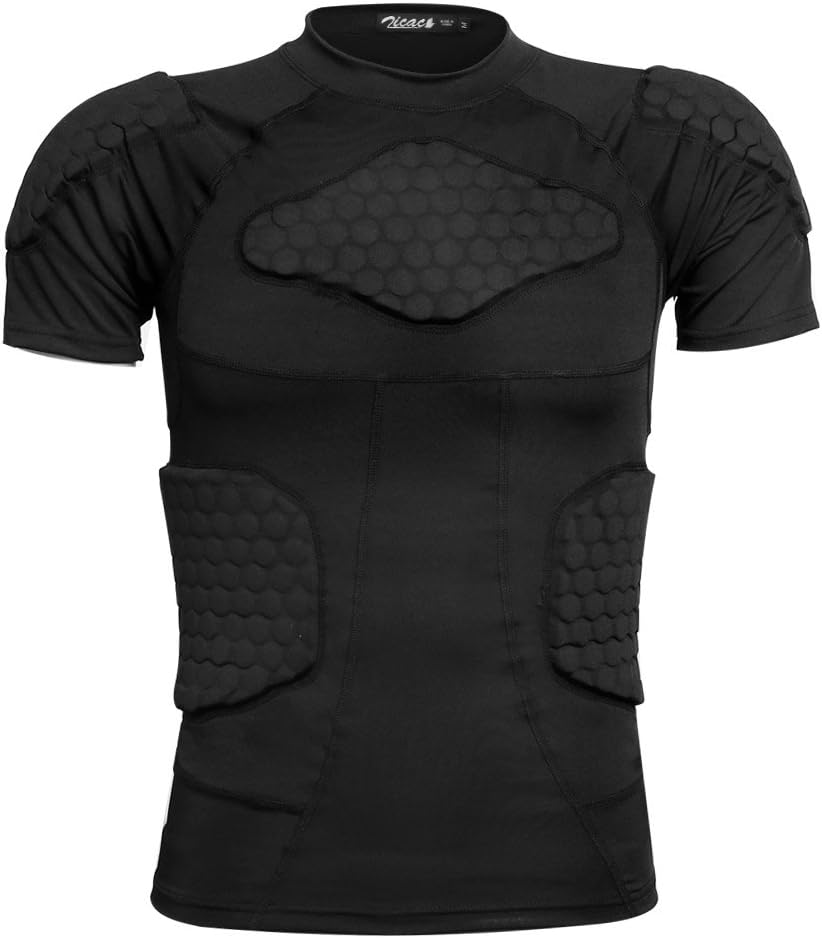 Zicac Men's Sports Shock Rash Guard Compression Padded Shirt Soccer Basketball Protective Gear Chest Rib Guards : Sports & Outdoors