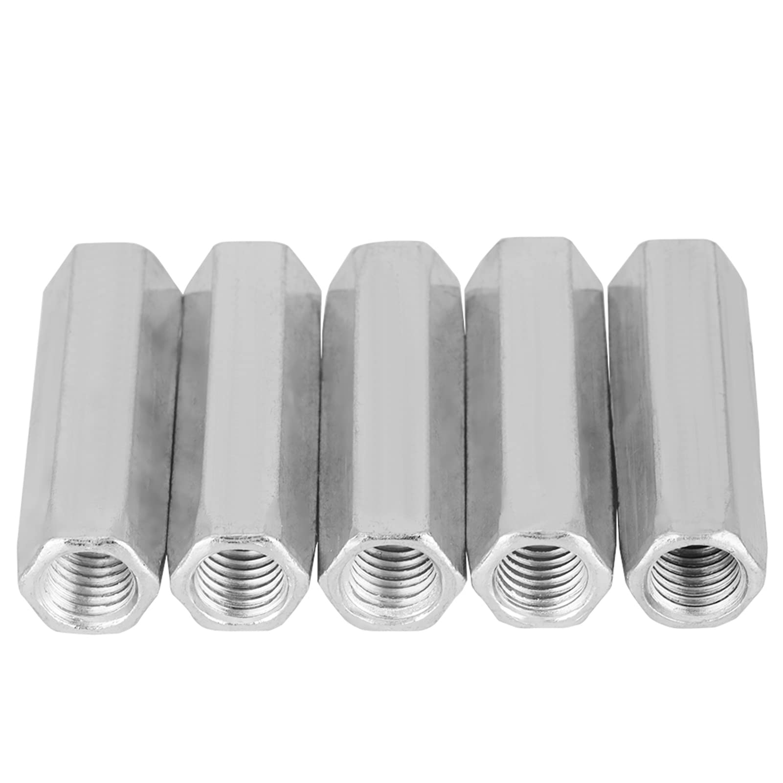 5pcs Coupling Nuts Hex Long Rod Sleeve Nut Carbon Steel Standoff M10 Threaded Fasteners(M10*50) Nut