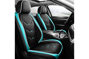 otoez Universal Leather Car Seat Covers 5 Seat Full Set Automotive Seat Protector Replacement Compatible with Most Honda Toyota Chevy Ford Nissan Vehicles, Trucks, SUVs (Green+Black,No Pillows)