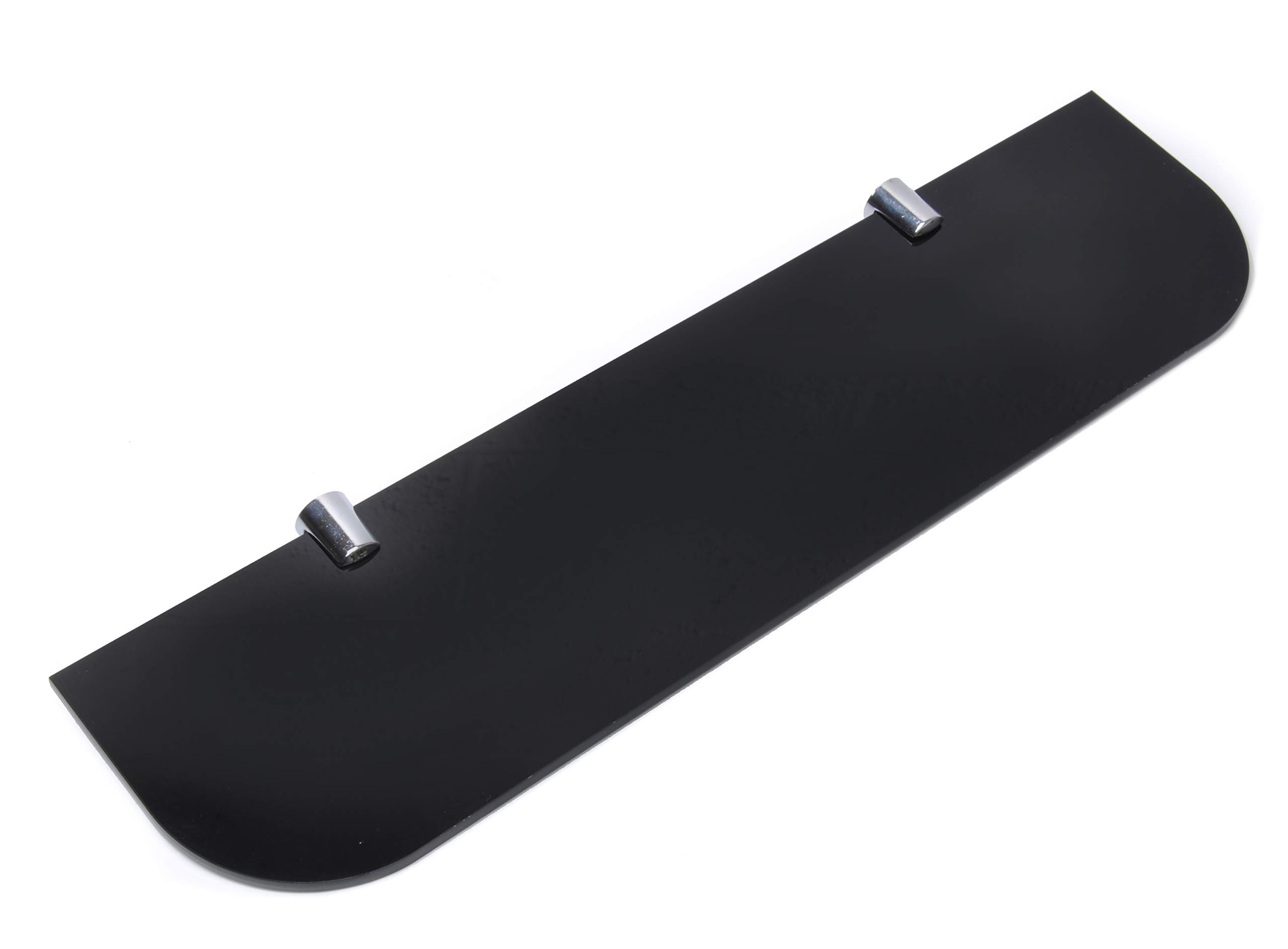 BSM Marketing Wall Mounted Floating Acrylic Shelf (Curved Edges) with Chrome Supports available in Clear/Black and White (Black, 400x100mm)