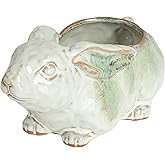 Creative Co-Op Cottagecore Rabbit Stoneware Planter, Multicolor
